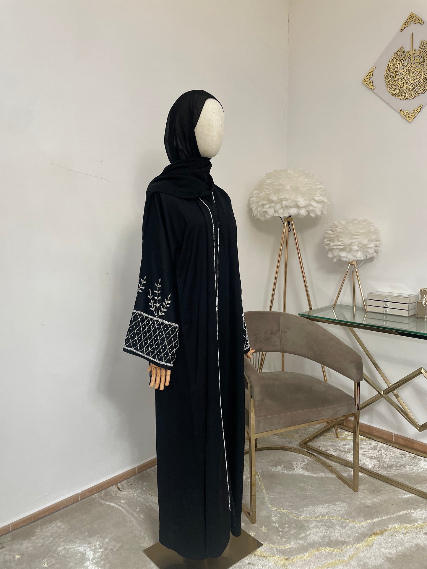 Abaya Perlas Negro