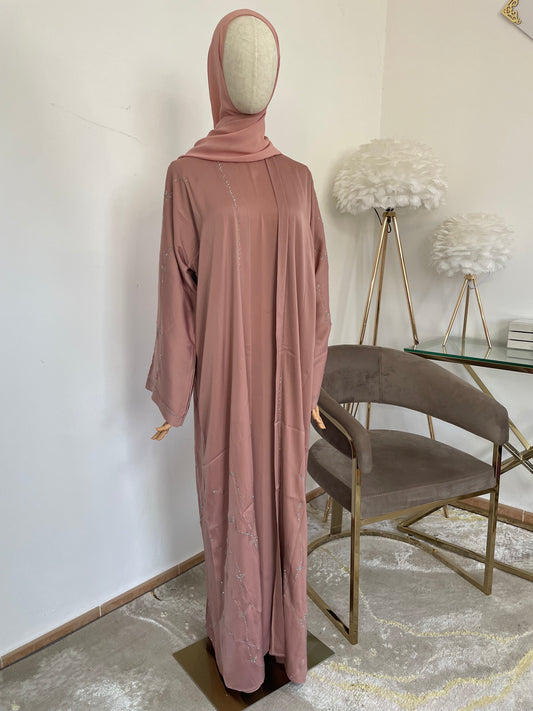 Abaya Dos Piezas Rosa