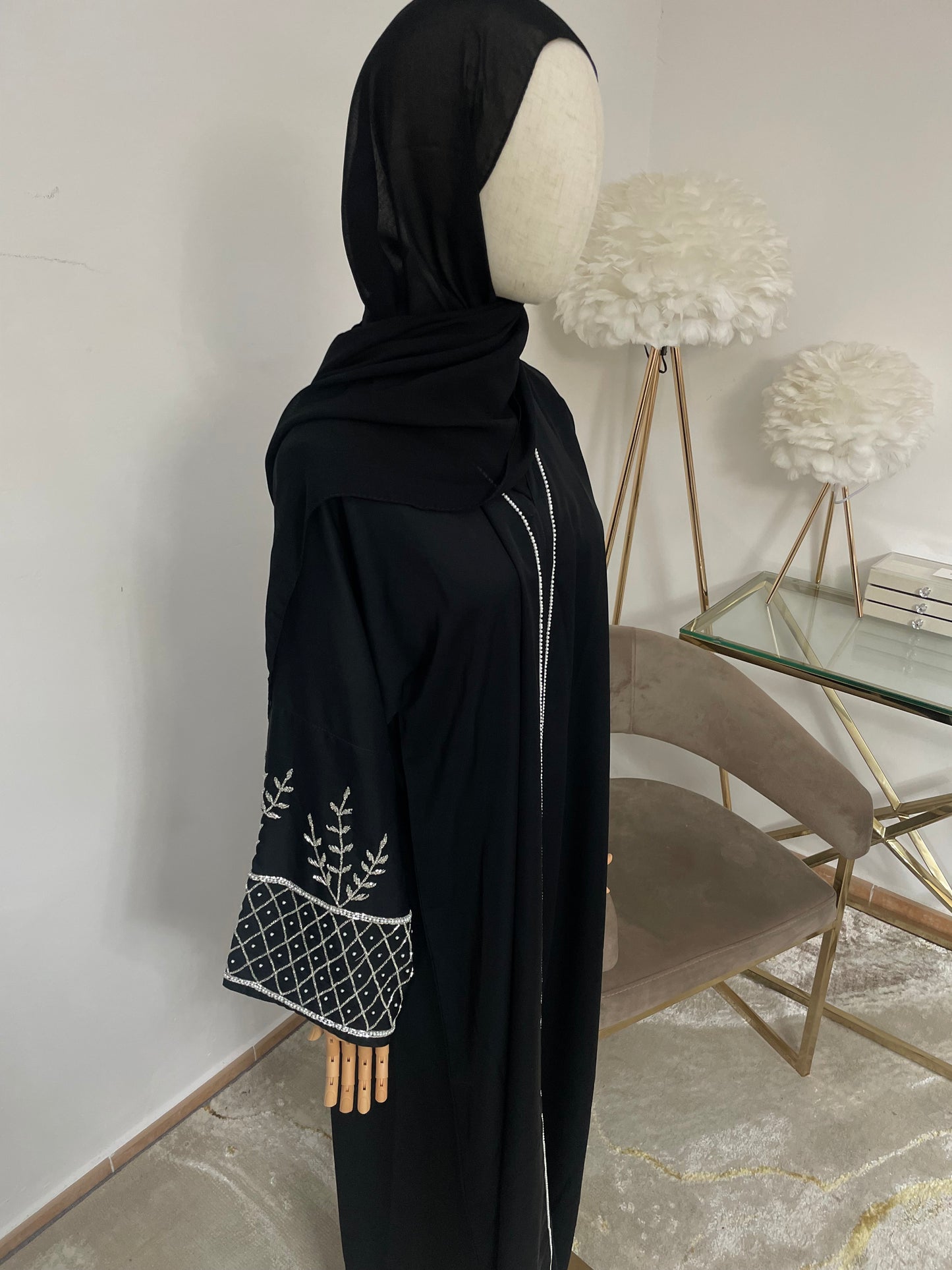 Abaya Perlas Negro