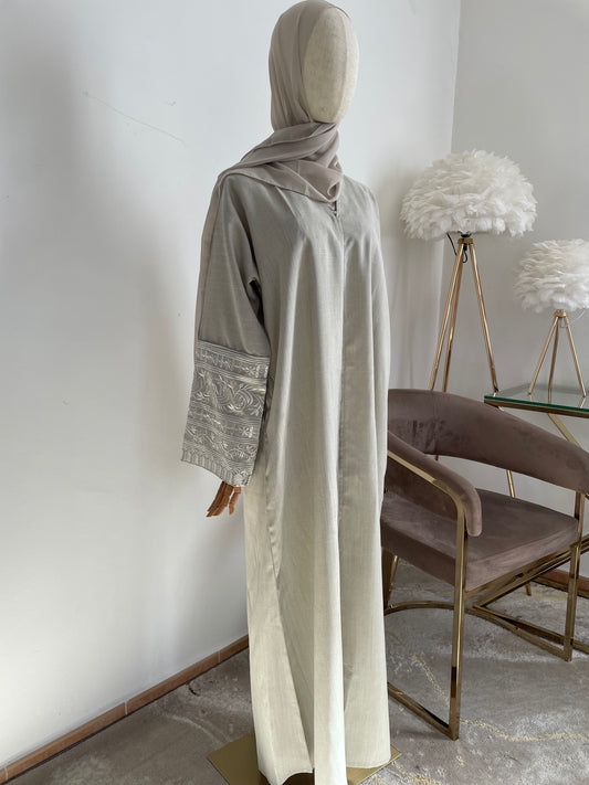 Abaya Bordado Gris